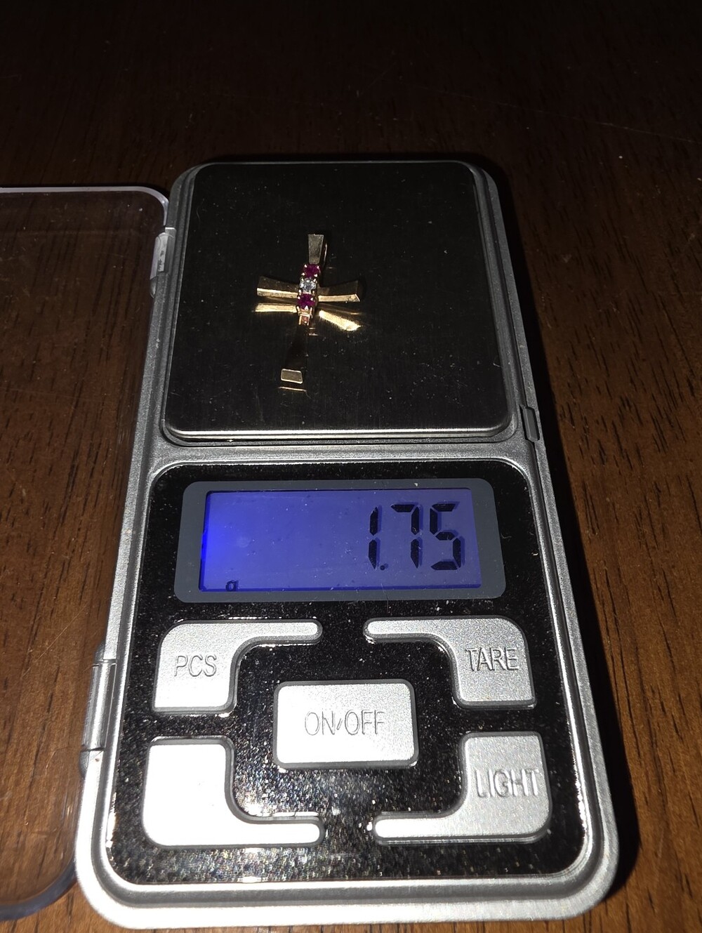 Vintage 14k Solid Gold Diamond And Ruby Cross Pendant - Picture 15 of 15
